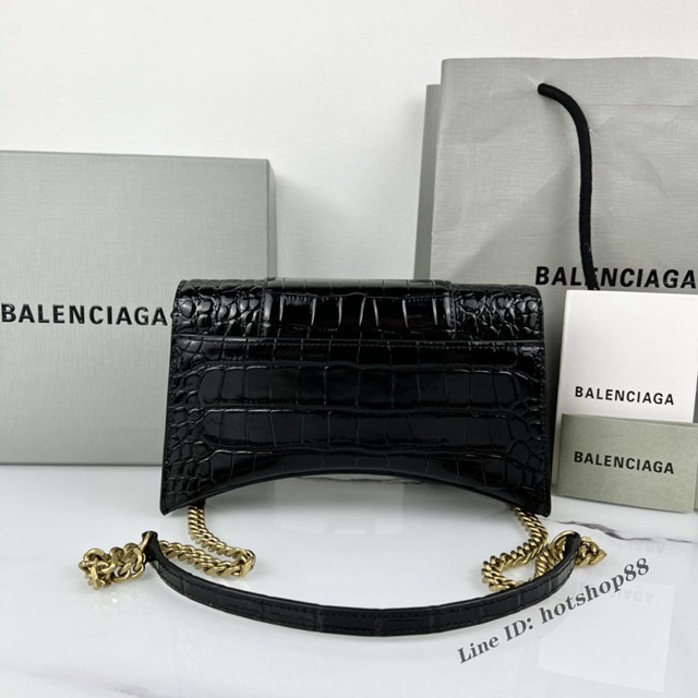 Balenciaga專櫃爆款鱷魚紋牛皮女包鏈條包 巴黎世家經典沙漏鏈條斜挎包 fyj1052